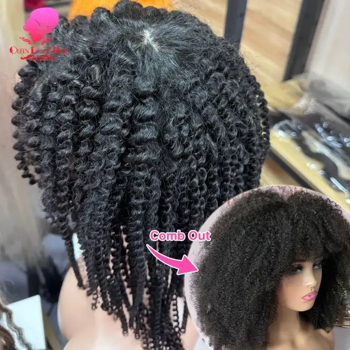 1B O cuir chevelu Afro crépus bouclés perruques cheveux humains brésilien faux
