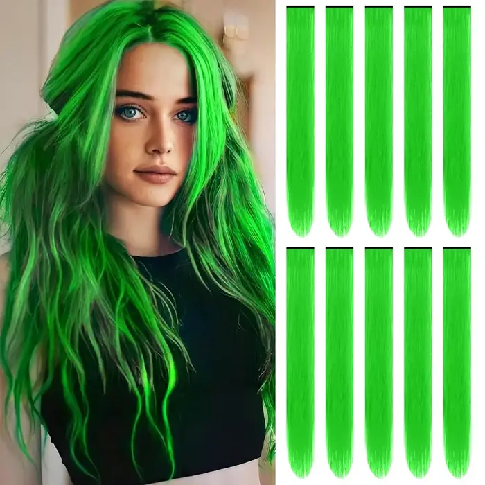 Extensions de cheveux synthétiques colorées de 22 pouces, postiche lisse à clipser longues pour fill