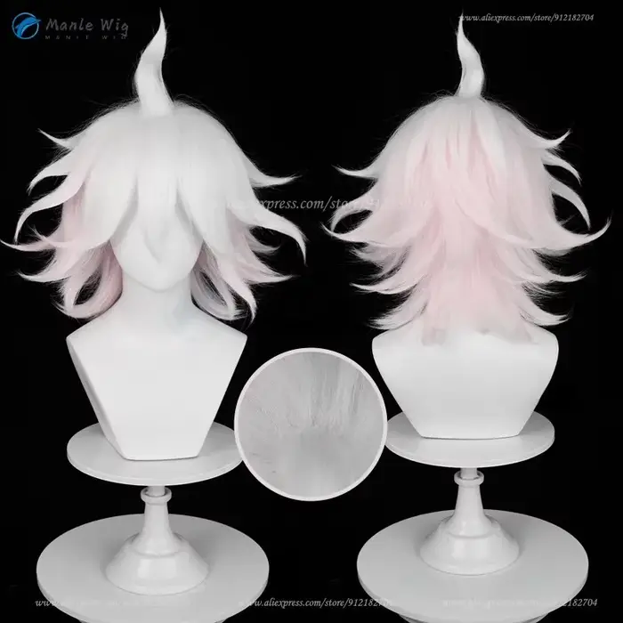 Perruque Cosplay Anime Ito Komaeda, Cheveux Synthétiques, Dégradé Rose et Blanc, Degré de Chaleur, 3