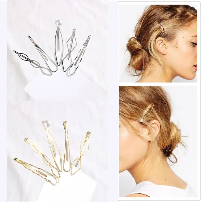 Lot de 5 pinces à cheveux dorées