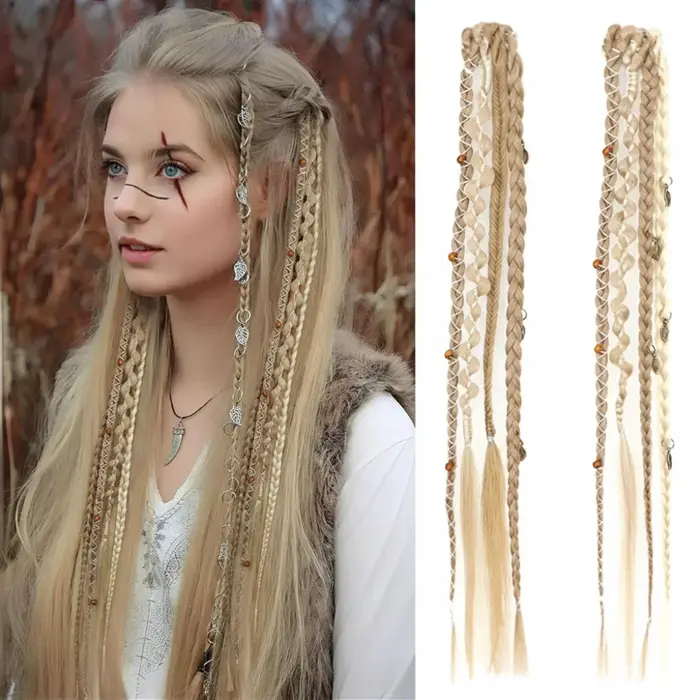 Extensions de cheveux synthétiques tressées à clipser Bohemia, 16 pouces, faites à la main, longues,