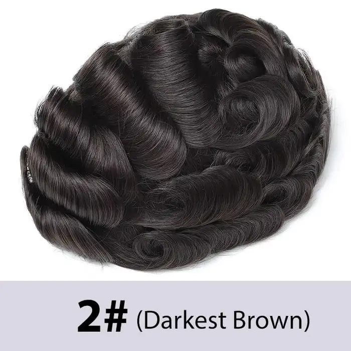 Toupet pour hommes croisé sur PU | Base de peau et dentelle + cadre en PU cheveux humains