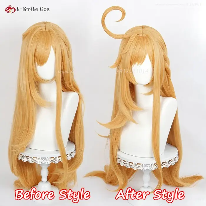 Escoffier Cosplay perruque 80 cm de Long jaune doré perruques Cosplay Anime Cosplay perruque pour fe