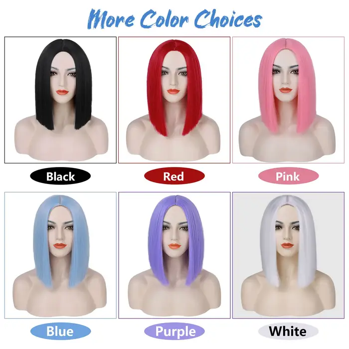 Perruque Bob synthétique courte bleu clair