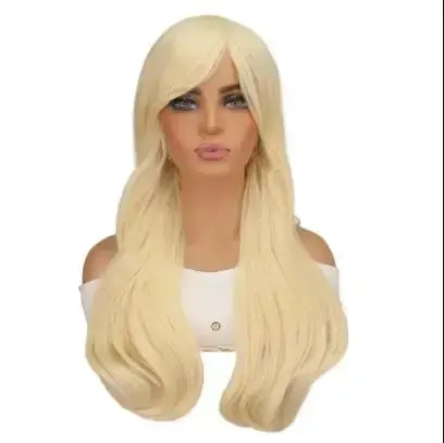 Perruque longue ondulée blonde Lady Gaga, cheveux synthétiques résistants à la chaleur, perruques po