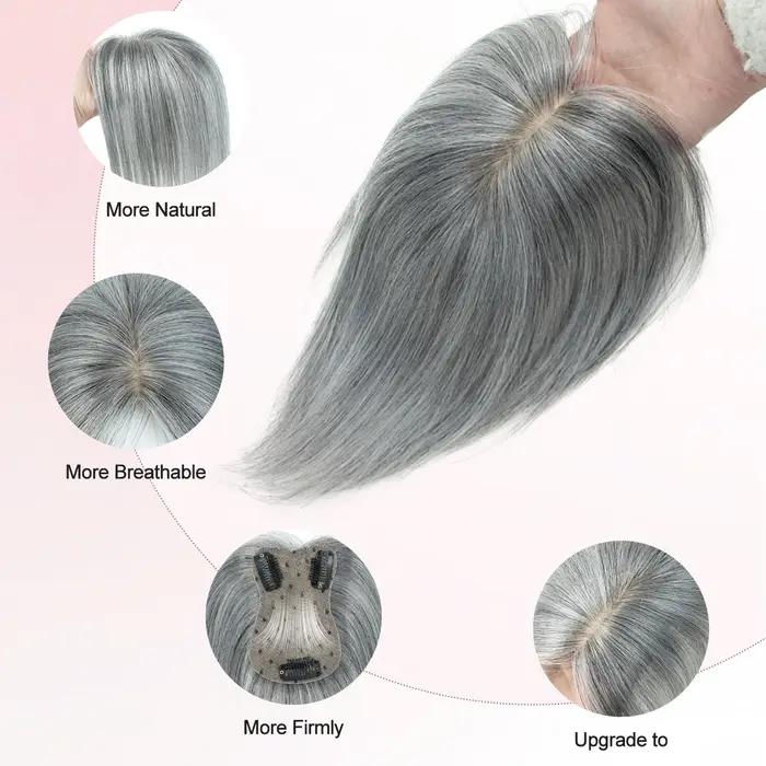 Toppers de vrais cheveux humains pour femmes Quotidien 360 ° Pièces de cheveux 3D avec mise à nive