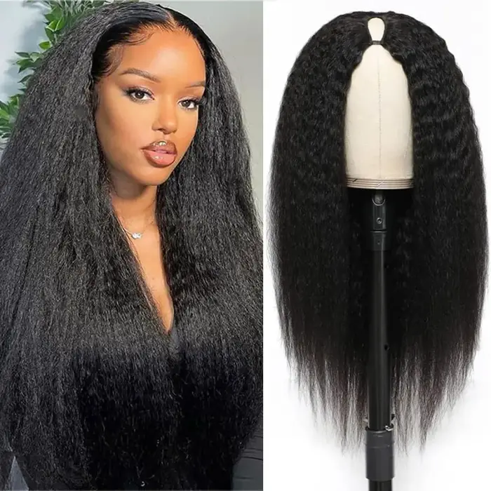 Perruque Yaki synthétique lisse et crépue noire naturelle, perruque Yaki lisse pour femmes, usage qu