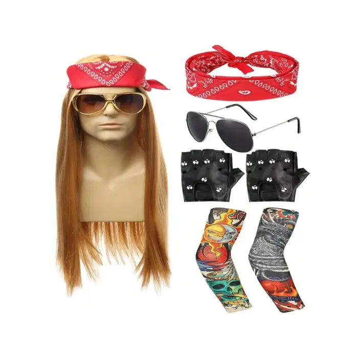 Perruque RapMetal Hiphelicopter avec Bandana pour Homme et Femme