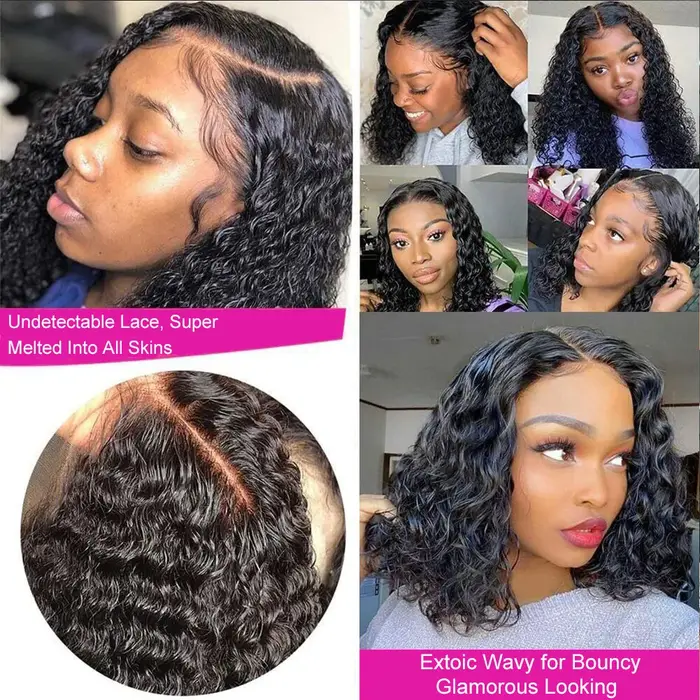 Perruques brésiliennes 100% cheveux humains bouclés profonds, couleur noire naturelle, perruques à o