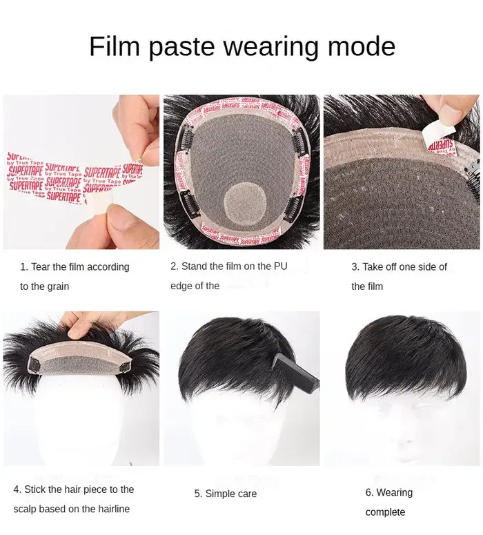 Toupet pour hommes avec Clips perruques masculines cheveux humains