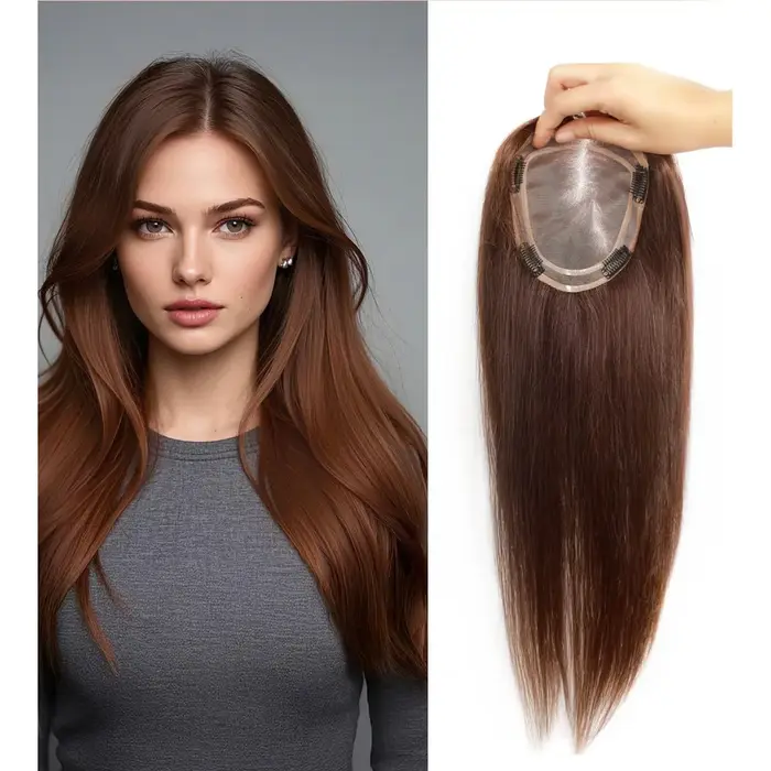 5.5X6 pouces Mono Base brésilienne Remy cheveux humains Topper 12 "-18" Double Pu autour épais Invis