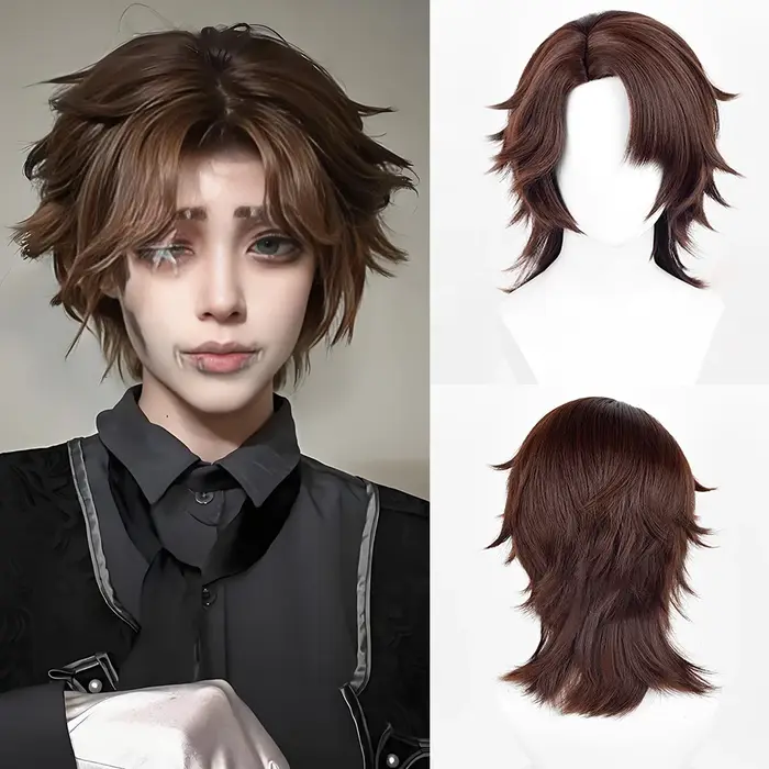 Perruque de Cosplay marron pour hommes