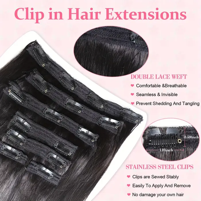 Extensions de cheveux synthétiques lisses de 20 pouces