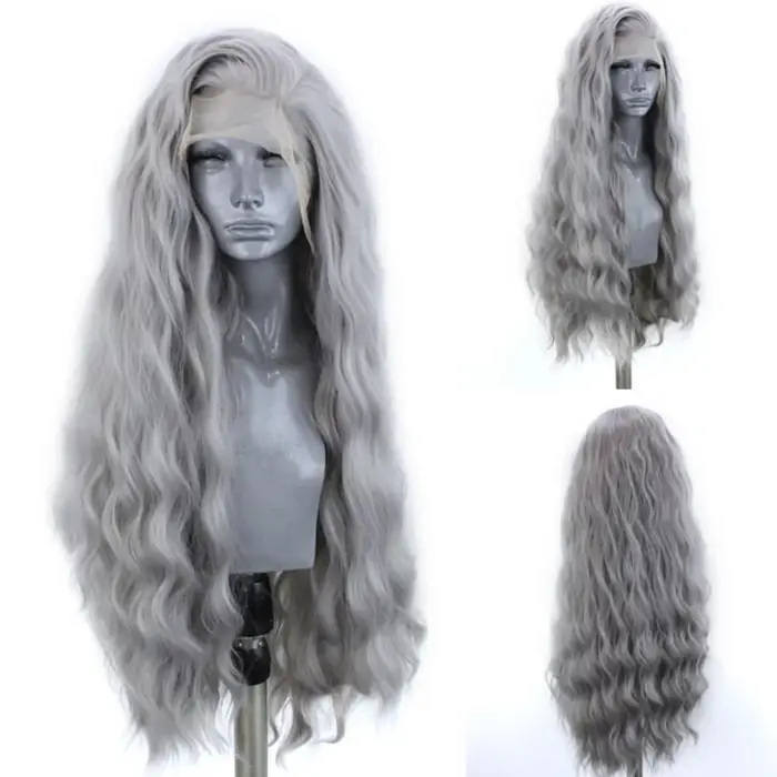 Perruque Lace Front Wig synthétique grise 13x4
