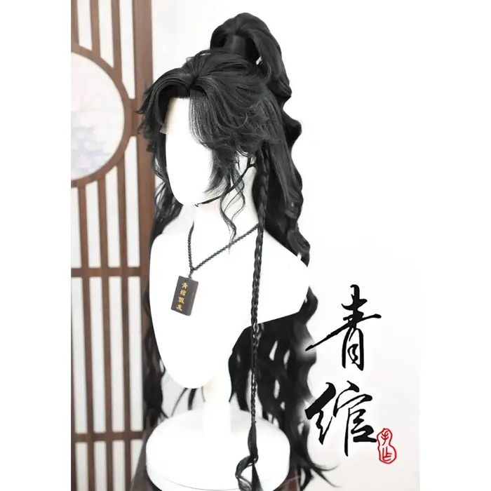Perruque de style jeune maître, où les vents se rencontrent, WWM Wu Xia, Hanfu chinois ancien personnalisé, XiFangShi, cheveux bouclés noirs, cheveux intégrés