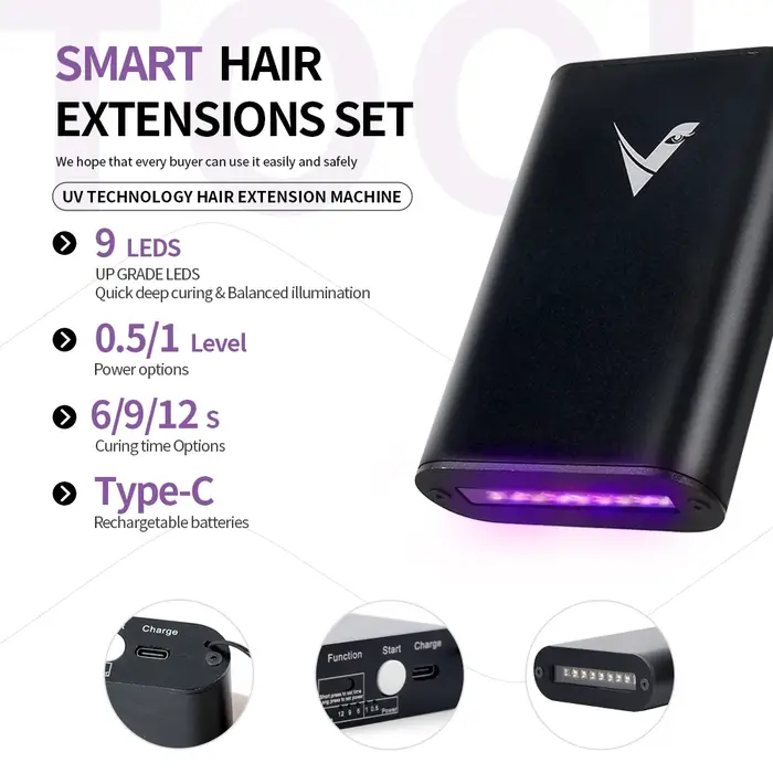​ Kit professionnel d'extensions capillaires à lumière UV