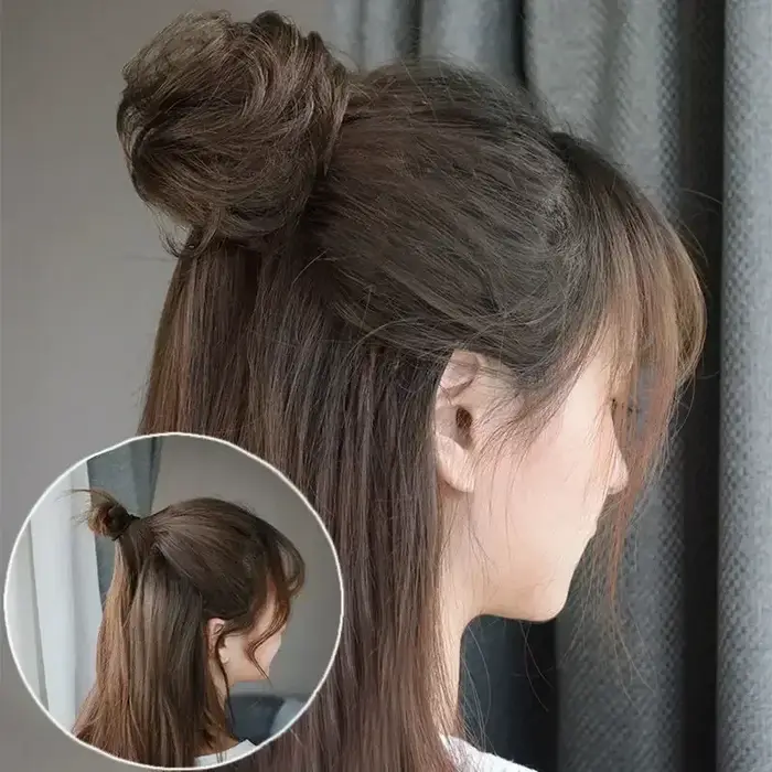 Chignon de cheveux courts bouclés pour femmes et filles