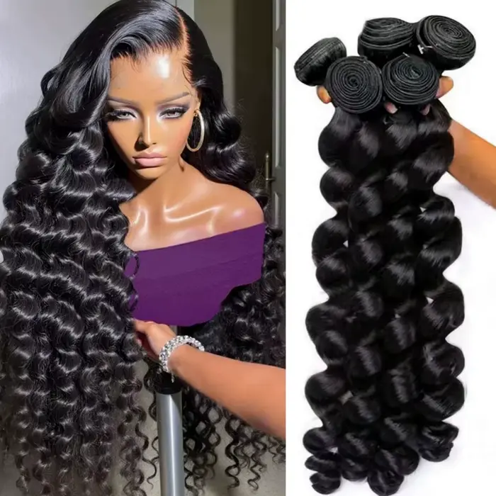 Extensions de Cheveux Humains Brésiliens Vierge Non Traités, Ondulés et Profonds, 30-40 Pouces, Lots