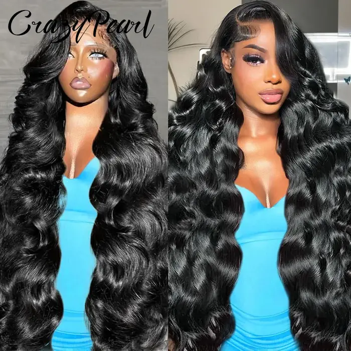 Perruques frontales en dentelle transparente 13x6 Body Wave en cheveux humains pré-épilées, densité 