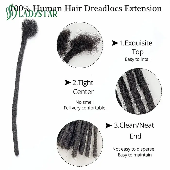 Extensions de dreadlocks de cheveux humains