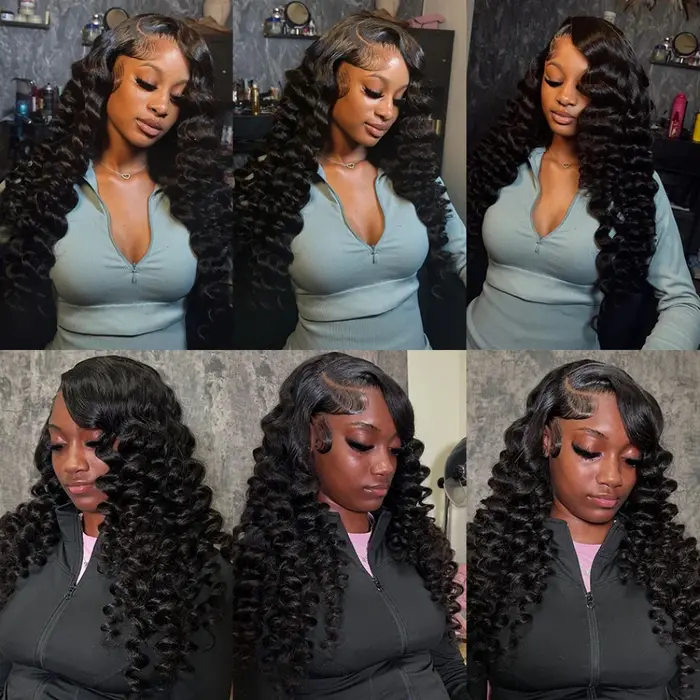 Perruques Lace Front 13x6 en Cheveux Humains Ondulés Profonds, 42 Pouces, Bouclées Effet Mouillé, HD