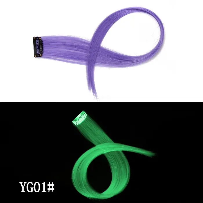 Extensions capillaires synthétiques qui brillent dans la nuit, postiches colorées lumineuses, pinces