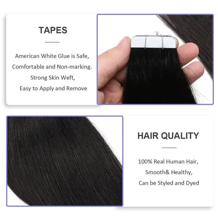Extensions de cheveux à bandes adhésives de 26 pouces