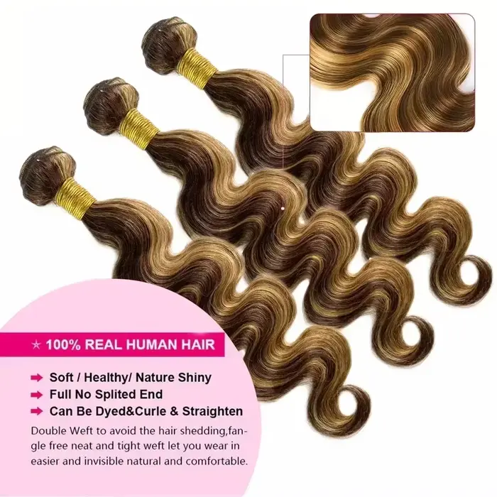 Extensions de Cheveux Humains Brésiliens Non Traités, Ondulés, Ombrés, 16A, 1, 3, 4 ou 5 Pièces, Lot