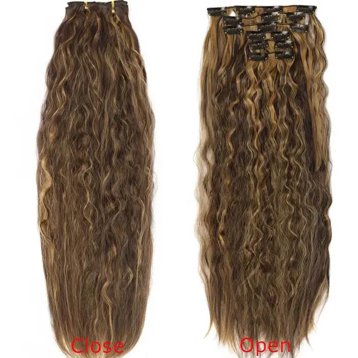 Extensions de cheveux synthétiques bouclés à clipser pour femmes et filles