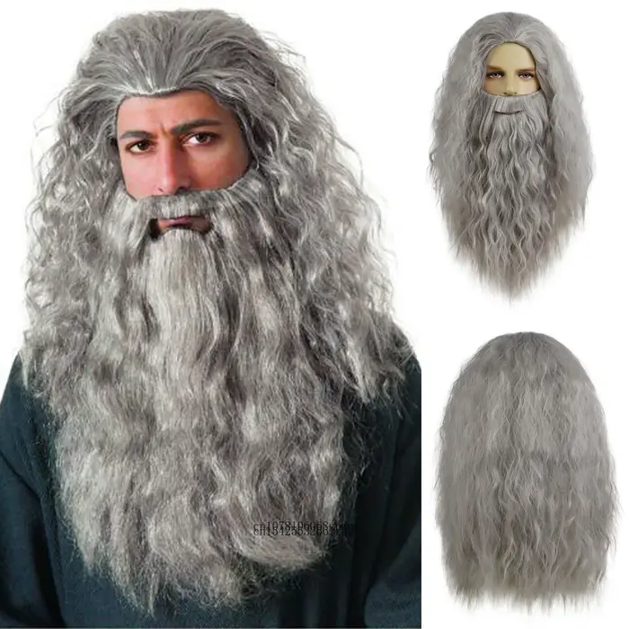 Dumbledore Cosplay perruque cheveux synthétiques Halloween école Gandalf assistant Costume perruque 