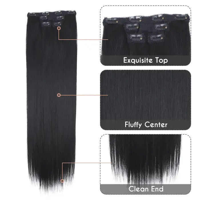 Noble cheveux synthétiques pince Extensions