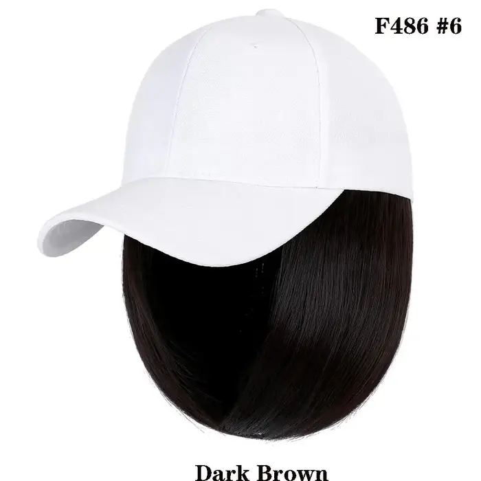 Perruque Synthétique Courte et Lisse Bob Réglable pour Femme, Casquette de Baseball Hip Hop, Extensi