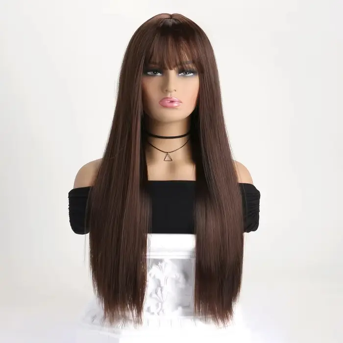 Perruque synthétique de 26 pouces la plus vendue pour cheveux longs et raides