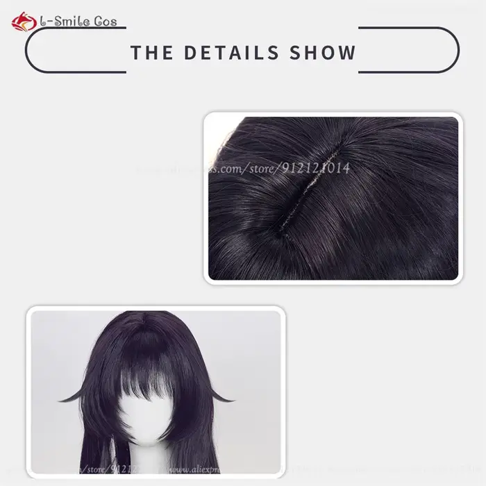 Waguri Kaoruko Perruque de Cosplay synthétique noire violette de 100cm pour femmes