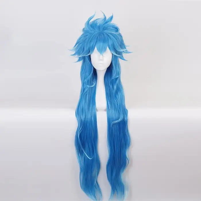 Perruques Anime ignihyde bleues, style Twisted Wonderland, pour cosplay et jeux de rôle, avec frange