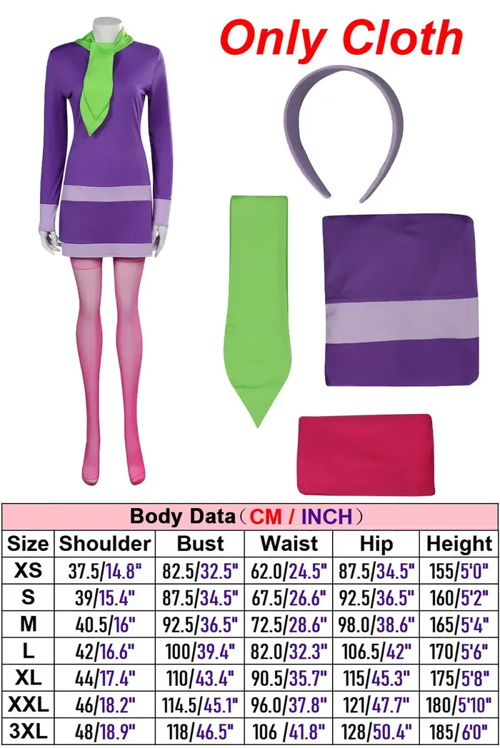 Déguisement Daphné Blake Cosplay vêtements perruques bandeau dessin animé Costume femmes jeu de rôle