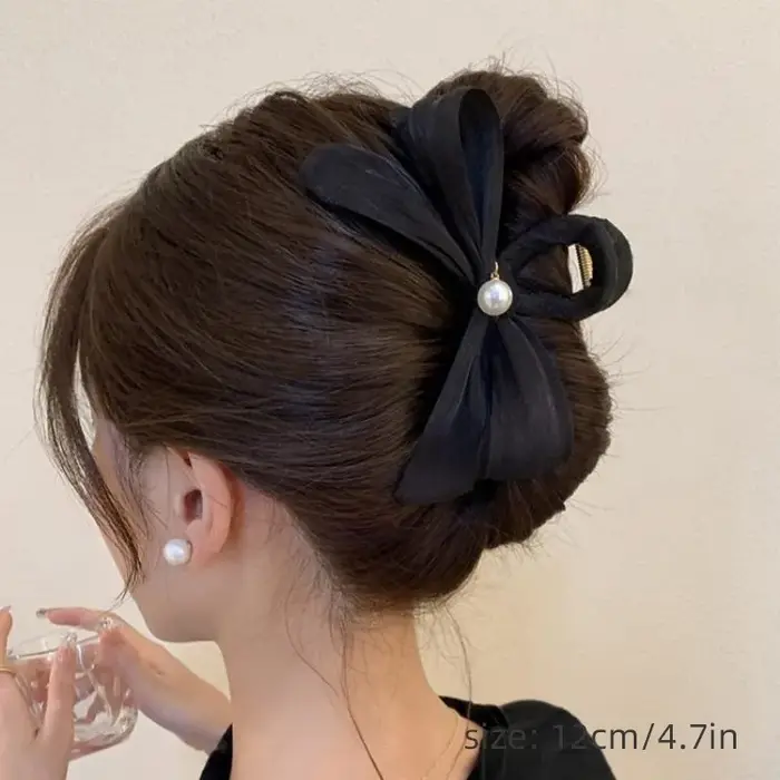 Pinces à cheveux avec nœud pour femmes, élégantes, queue de cheval tressée, grande épingle à cheveux