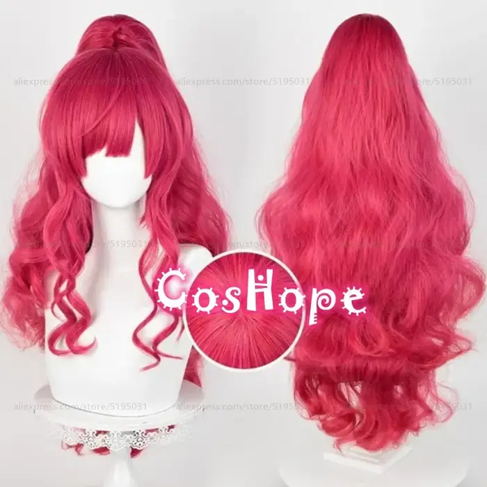 Pinkie Pie Cosplay perruque Pinkamena Diane Pie 70 cm perruque avec queues de cheval Rose rouge perruque Cosplay Anime résistant à la chaleur perruques synthétiques