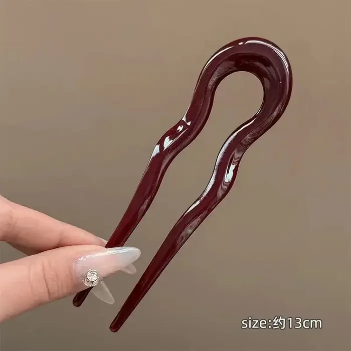 Épingles à cheveux ondulées en forme de U, Styles français, fourchettes à cheveux en résine à 2 broc