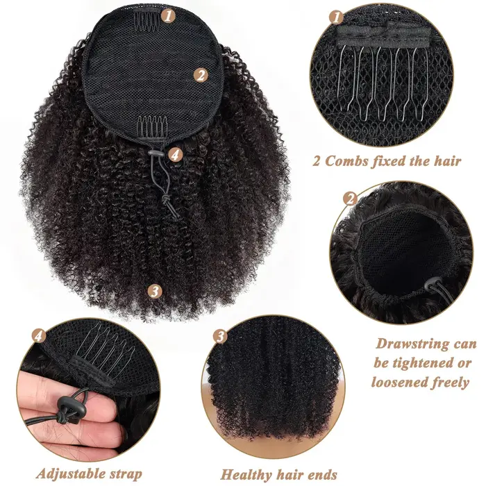 Extensions de cheveux humains bouclés afro kinky à clipser