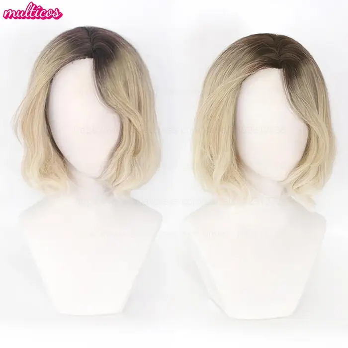 Gwen Stacy Cosplay perruque teinture teint blond rose dégradé