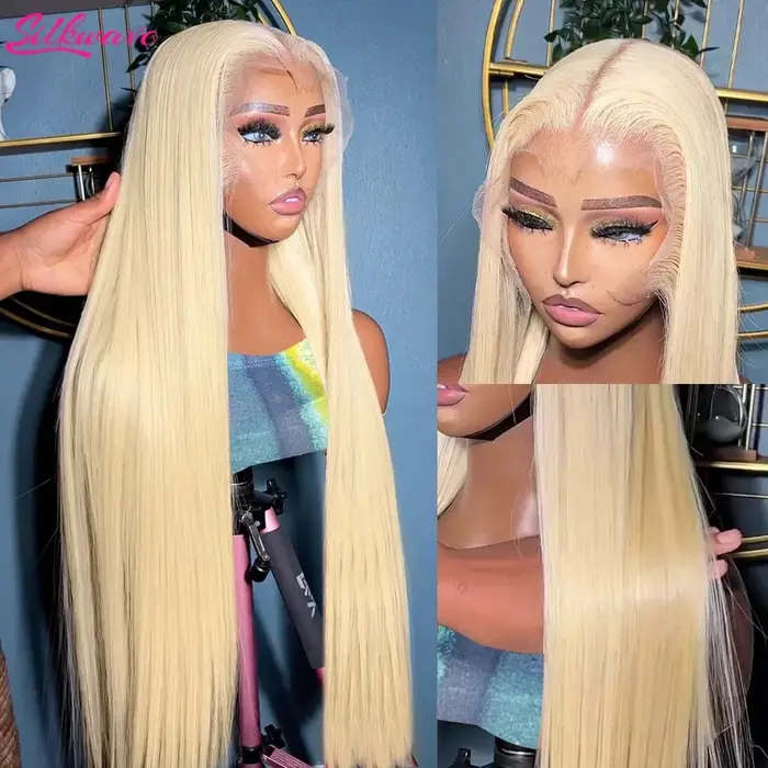 Silkwave HD Transparent 613 Blonde droite 13x4 13x6 dentelle frontale perruques de cheveux humains p