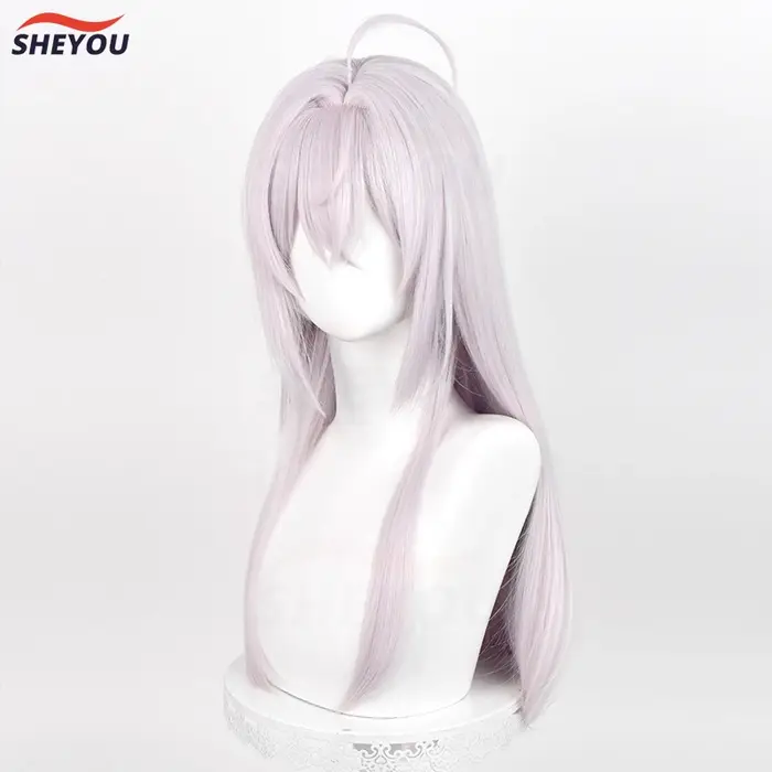 Alya-Perruque Cosplay Synthétique Longue Droite Gris Rose Alisa Mikhailova Kujou