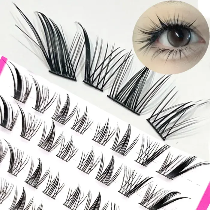 Fox Eye Effect Manga faux cils rouleau épais déformé segmenté individuel Cluster Extensions
