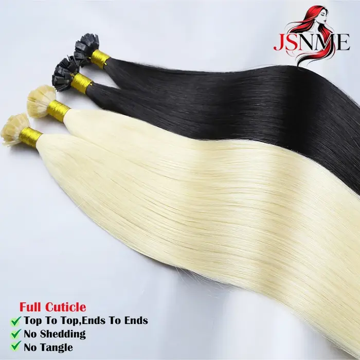 JSNME haute qualité pointe plate Extensions de cheveux kératine naturel vraiment Extension