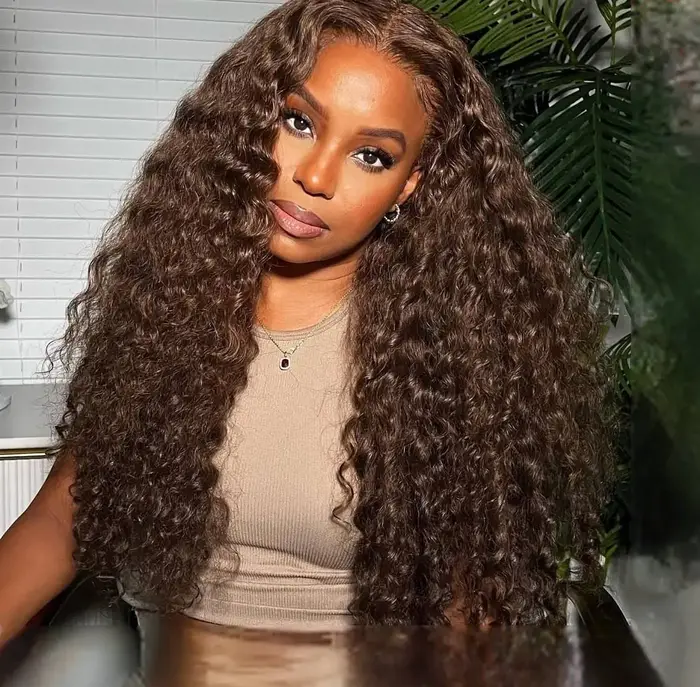 Chocolate Brown Crochet Human Hair Afro Kinky Burmese Curly Knotless Pre-Separated Crochet Feather H
