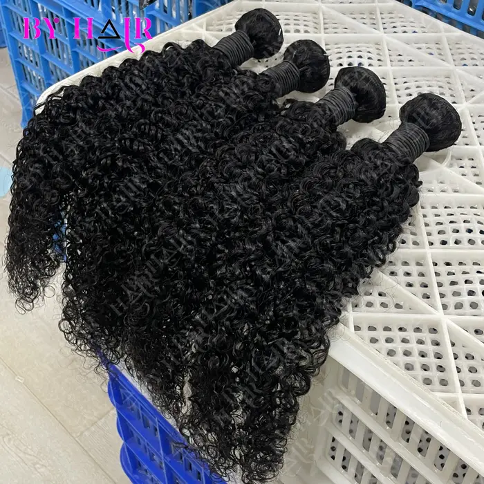 Extensions de cheveux humains 100% naturels, bouclés crépus 12A, brésiliens, effet mouillé et ondulé