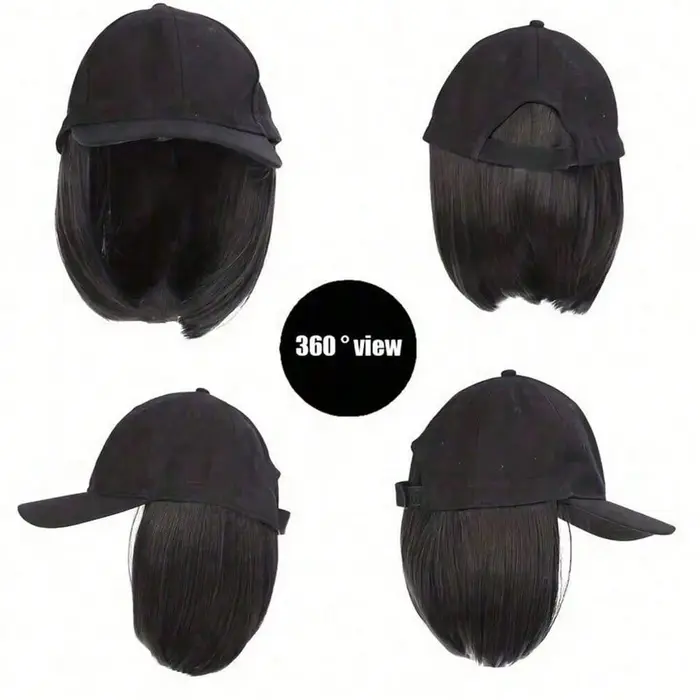 Casquette de baseball avec extensions de cheveux synthétiques