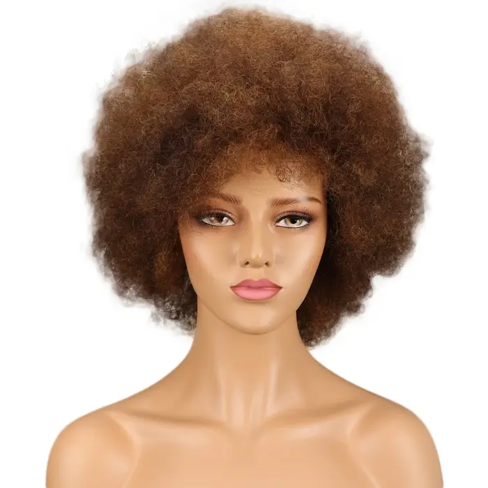 Perruques Bob bouclées afro crépues brésiliennes P4/30 #   Perruques de cheveux humains Remy de dens