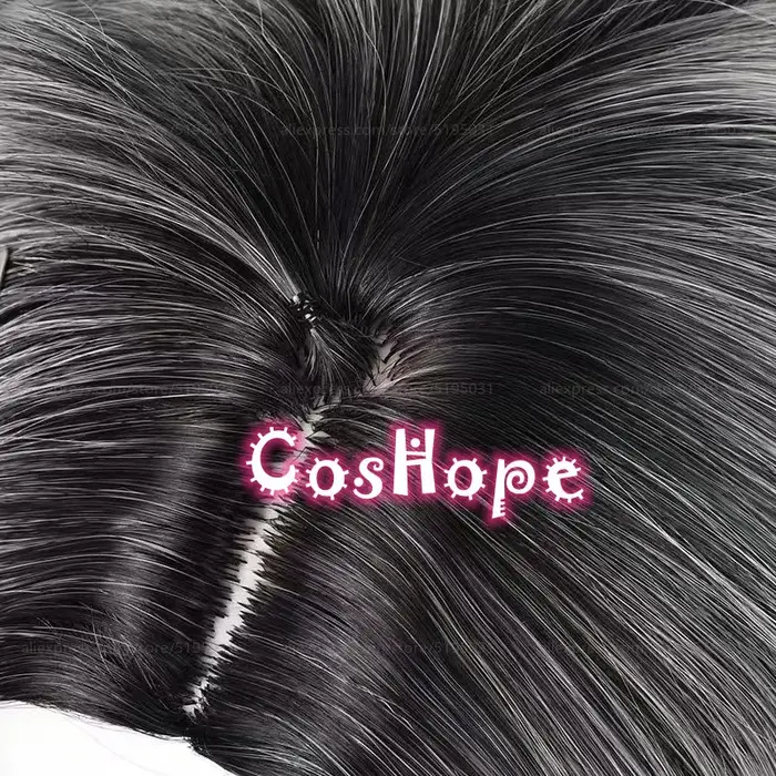 Patient Emil Cosplay perruque 30 cm court noir argent blanc dégradé